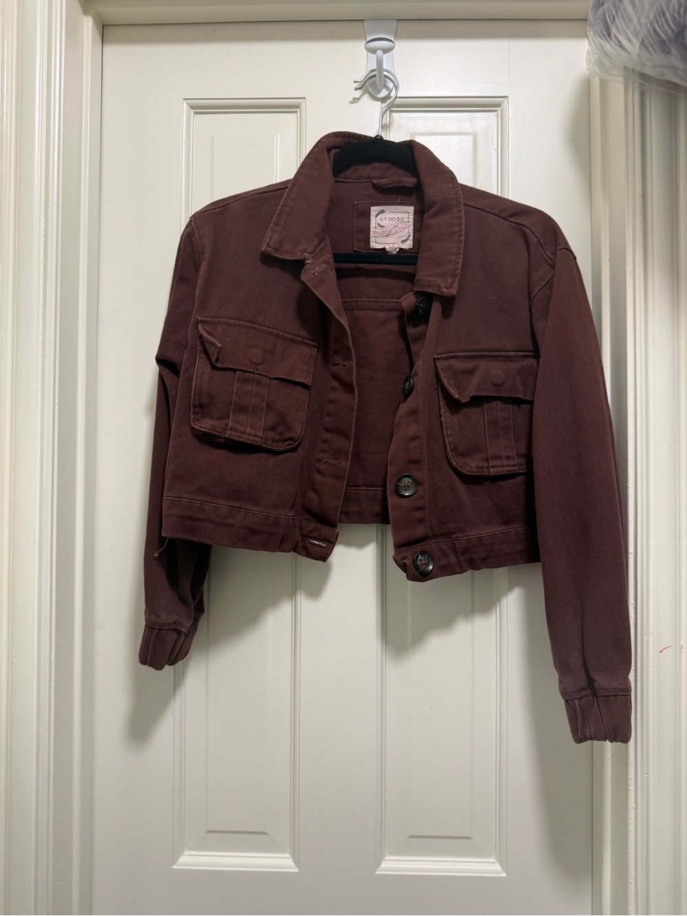 Stoosh Vintage Denim Cropped Women's Denim Jacket in Espresso